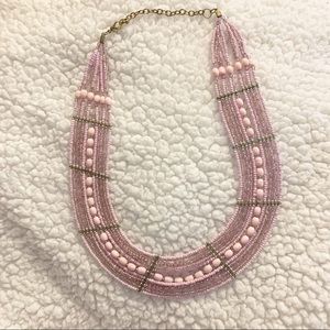 Pink multi strand beaded statement necklace